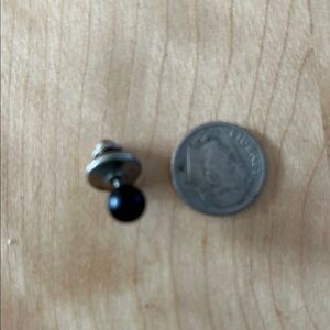 Single Black Ball Stud Tie Tack or Pin -Minimalist Silver Back holds stem secure